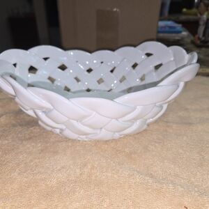 White Woven Ceramic Basket